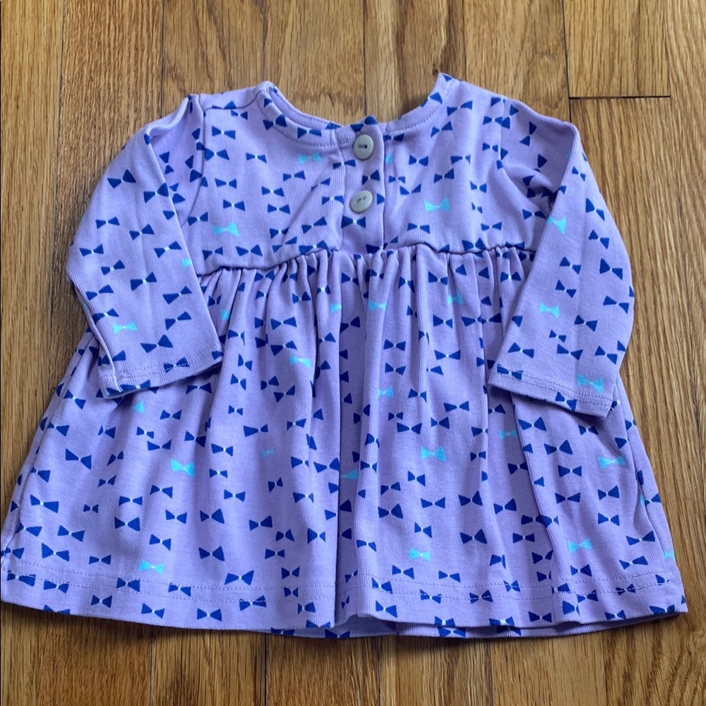 Hannah Andersson Purple Baby Dress with Blue Bow Pattern
